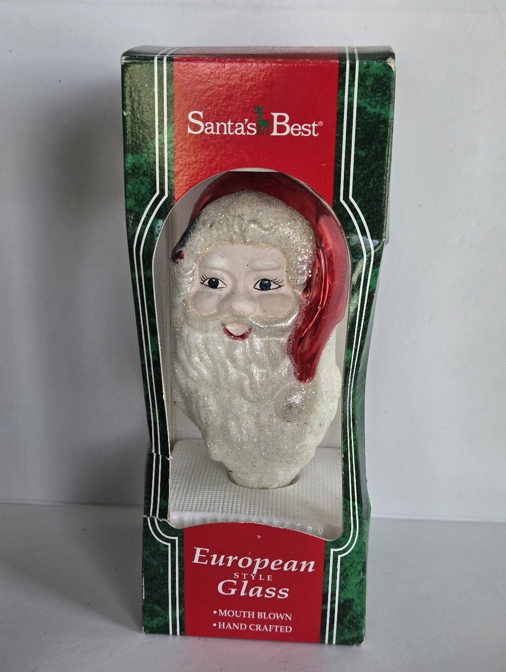 NOS Vintage 1996 Santas Best European Style Santa Claus Mouth Blown Ornament 6"
